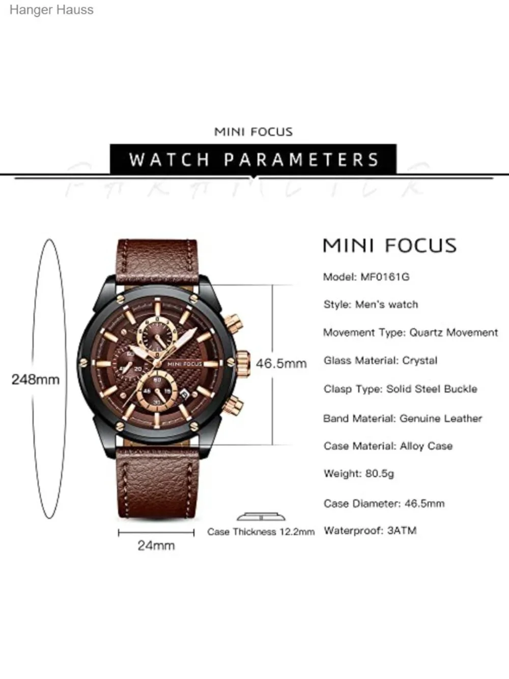 Men's Business Casual Chronograph Watch - Genuine Leather Band - Water